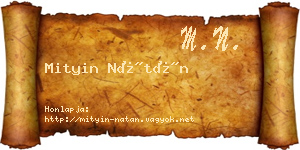 Mityin Nátán névjegykártya